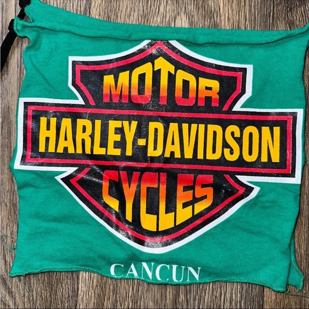 Vintage Upcycled Harley-Davidson Green Bikini Set - Picture 3 of 4